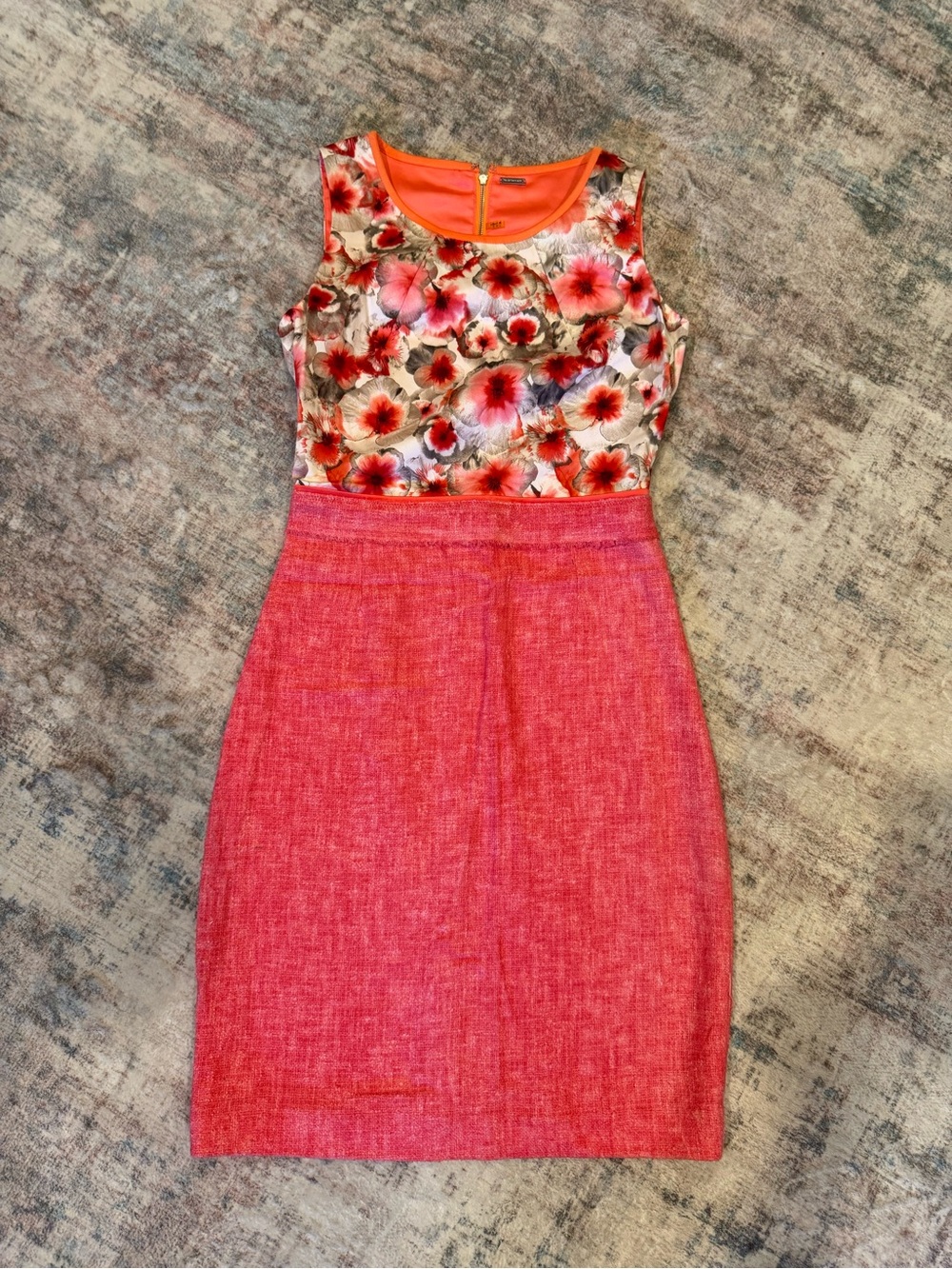 Elie Tahari Floral & Tweed mixed-media sheath dress